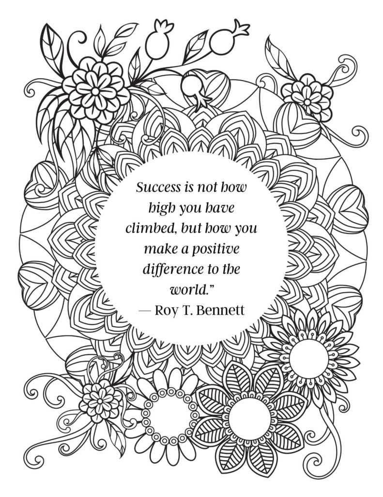 Free Printable Adult Coloring Pages with 20 Inspirational Quotes