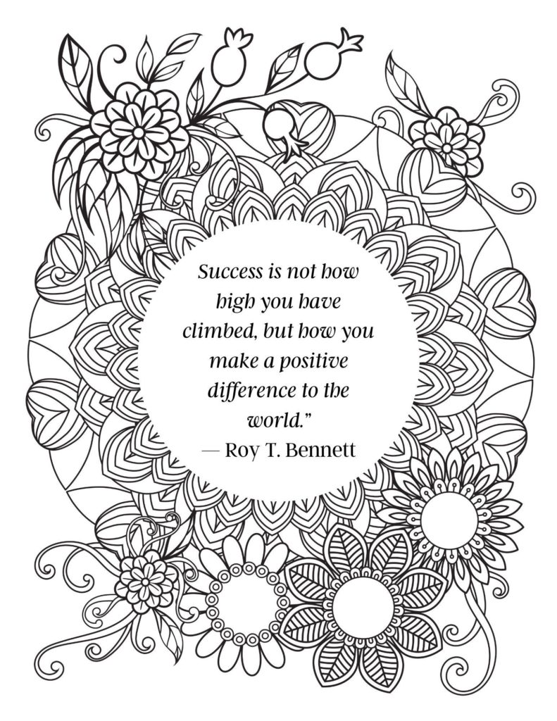 Free Printable Adult Coloring Pages With 11 Inspirational Quotes